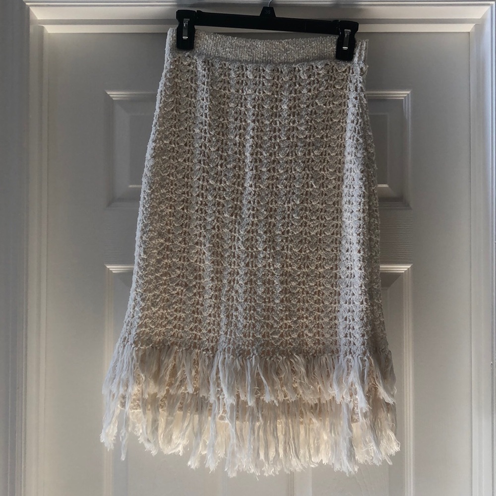 Maeve Anthropologie Crochet Fringe Skirt